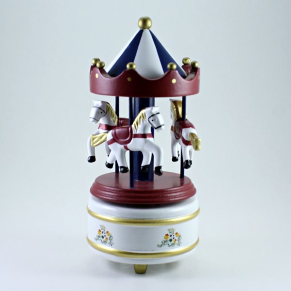 Carrossel Madeira Vermelho, Azul e Branco 18cm