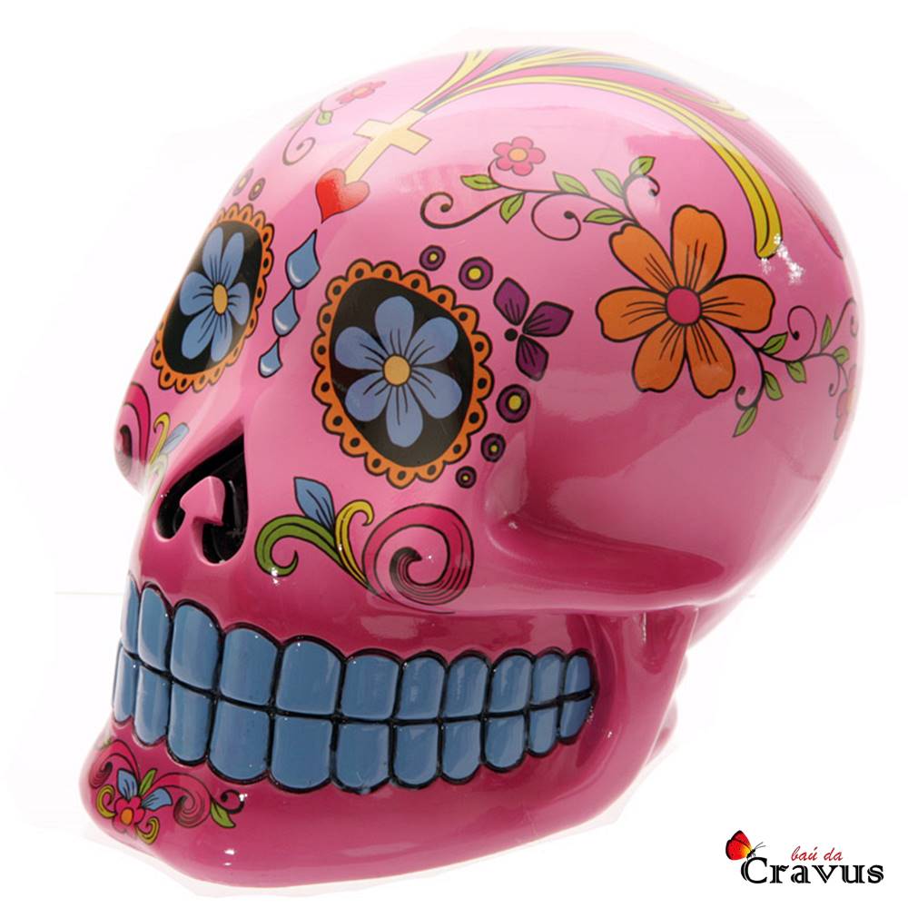 Mealheiro-Caveira-Mexicana-20cm-Rosa