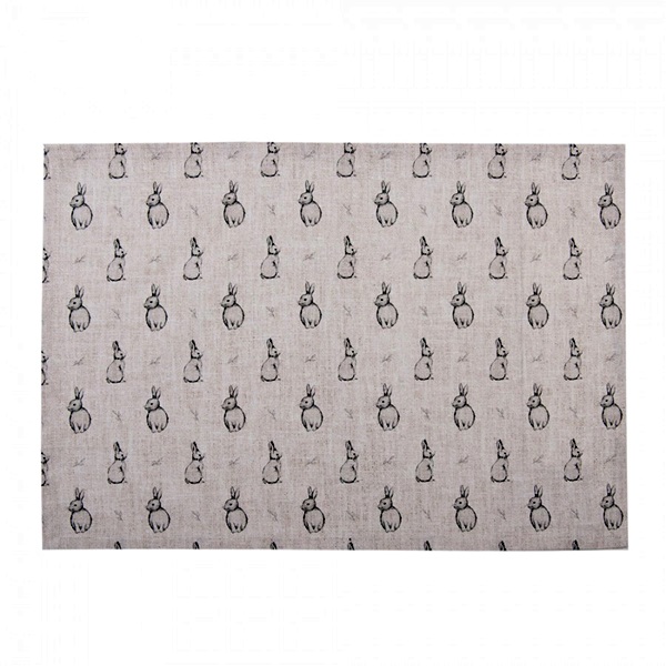 Individual Coelho em Algodão 48x33cm cor Cinza