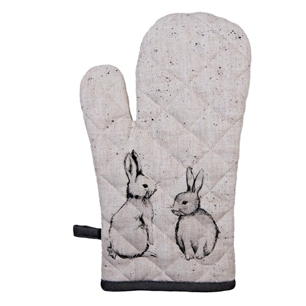 Luva de Forno Coelho em Algodão 18X30cm cor Cinza