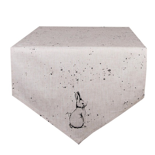 Caminho de Mesa Coelho em Algodão 50x160cm cor Cinza