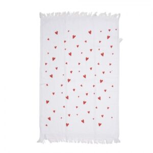 Pano Turco em Algodão com Corações Vermelhos 40x66cm