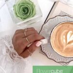 Flowercube Rosa Preservada em Cubo de Acrílico Verde