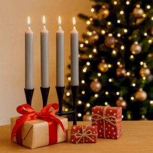 Vela de Castiçal Cónica Cinza