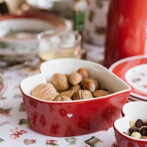 Conjunto Duas Tigelas Coração Vermelho