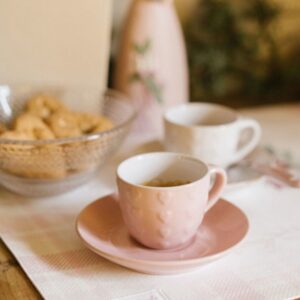 Conjunto de 6 Chávenas  de Café com Pires - Corações em Relevo