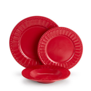 Conjunto de Pratos Vermelhos (18 peças)
