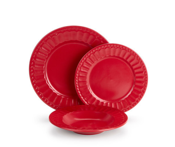 Conjunto de Pratos Vermelhos (18 peças)