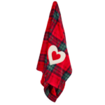Manta Xadrez de Natal com Coração (130 x 160 cm)