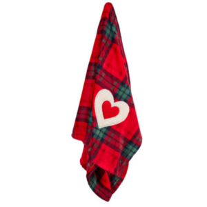 Manta Xadrez de Natal com Coração (130 x 160 cm)