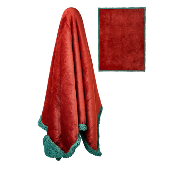 Manta Sherpa Vermelho e Verde