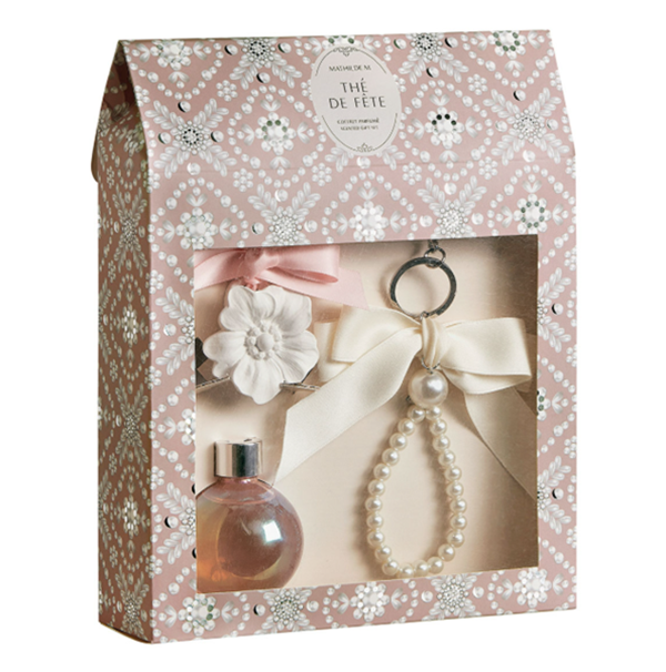 Coffret Matilde M.: Difusor Thé de Fête + Porta-chaves Pérolas Fête Nacrée