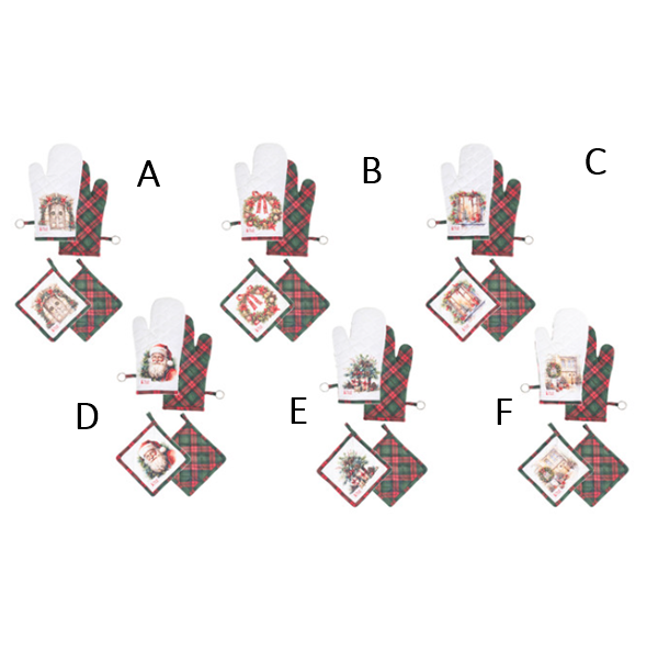 Conjunto de Pega + Luva de Cozinha Natalícios