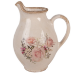 Jarra decorativa bege com flores