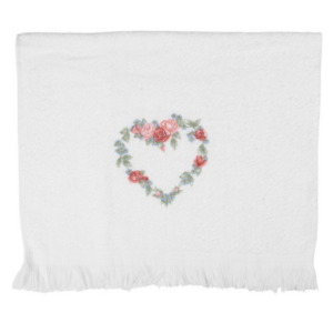 Pano Turco em Algodão com Coração Florido 40 x 66 cm