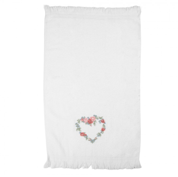 Pano Turco em Algodão com Coração Florido 40 x 66 cm