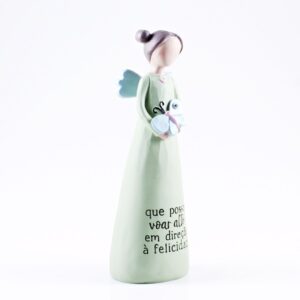 Anjo com Mensagem "que possas voar alto em direção à felicidade"