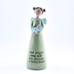 Anjo com Mensagem "que possas voar alto em direção à felicidade"