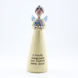 Anjo com Mensagem: "o mundo é mais belo por fazeres parte dele!"