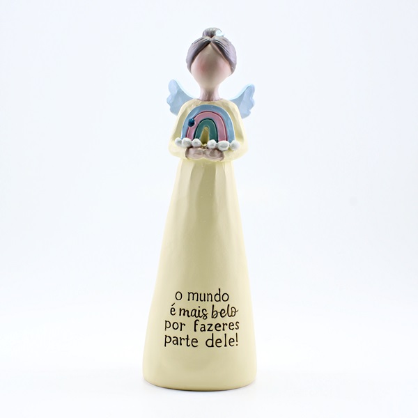 Anjo com Mensagem: "o mundo é mais belo por fazeres parte dele!"