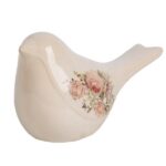 Pássaro Decorativo em Cerâmica Bege (22x9x12 cm)