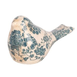 Pássaro Decorativo em Cerâmica com Florido Campestre