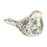 Pássaro Decorativo em Cerâmica com Florido Campestre