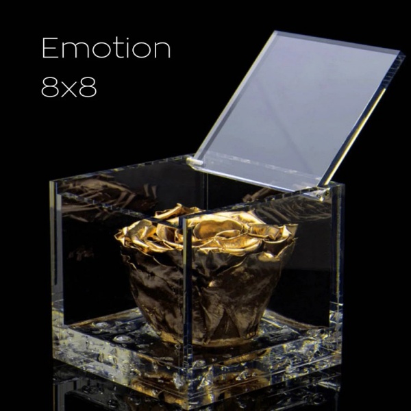 Flowercube Rosa Gold Preservada em Cubo de Acrílico