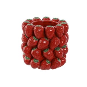 Jarra de Cerâmica Vermelha com Morangos