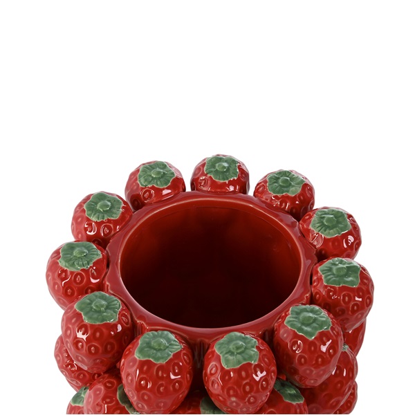 Jarra de Cerâmica Vermelha com Morangos