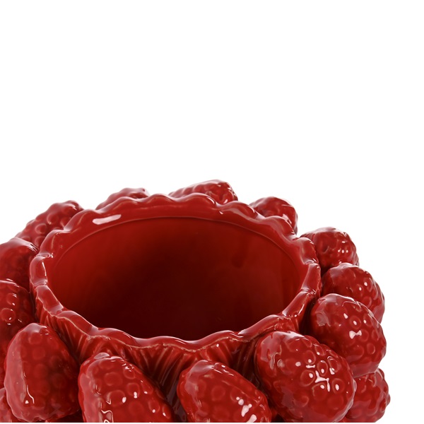 Jarra de Cerâmica Vermelha com Design de Framboesa