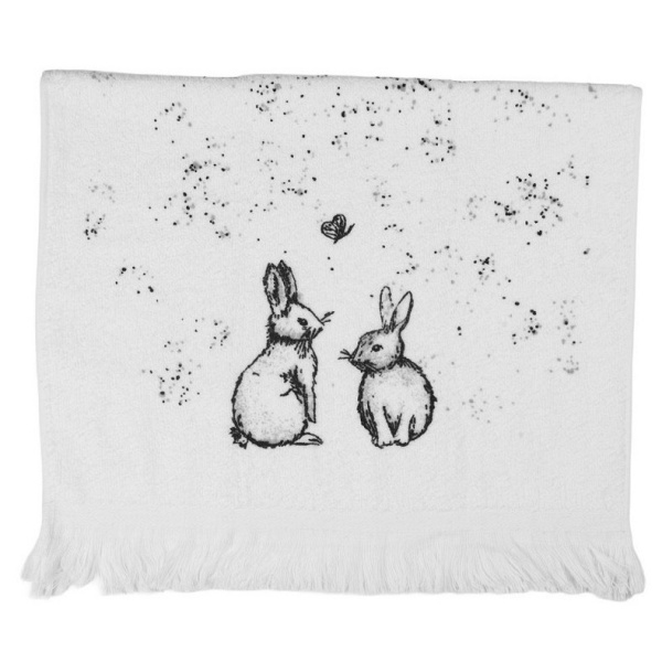 Pano Turco em Algodão Coelhos & Borboleta 40 x 66 cm