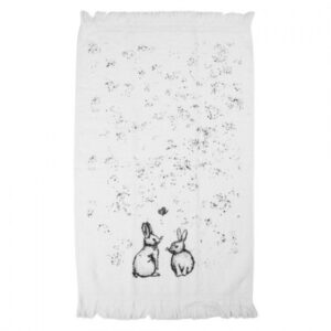 Pano Turco em Algodão Coelhos & Borboleta 40 x 66 cm