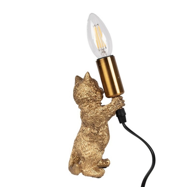 Candeeiro de Mesa Dourado em forma de Gato