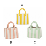 Jarras de Cerâmica “Bolsa” – Riscas Rosa, Verde e Amarela