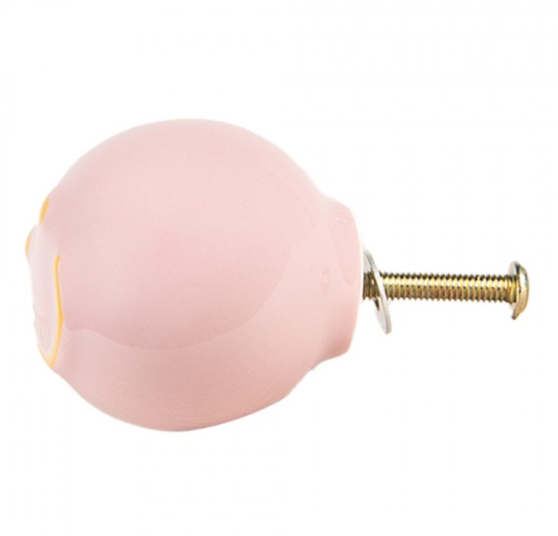 Puxador de Porta Smile em Cerâmica Rosa