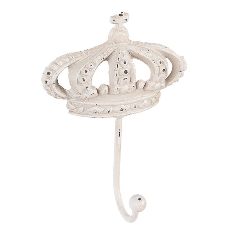 Gancho de Parede Coroa em Metal Branco (14x7x19 cm)
