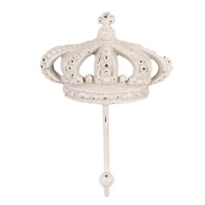 Gancho de Parede Coroa em Metal Branco (14x7x19 cm)