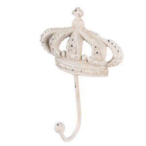 Gancho de Parede Coroa em Metal Branco (14x7x19 cm)