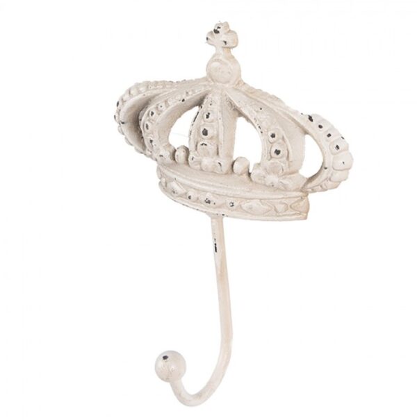 Gancho de Parede Coroa em Metal Branco (14x7x19 cm)