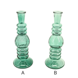 Solitário/ Castiçal de Vidro Verde 23 cm