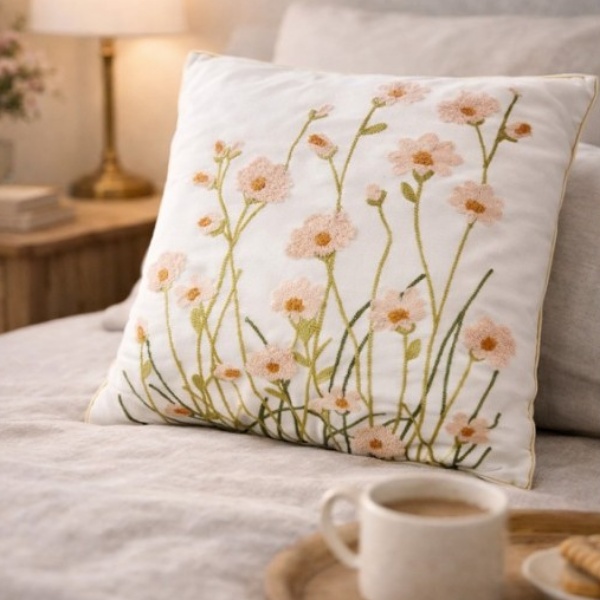 Almofada Decorativa com Flores (45x45 cm)