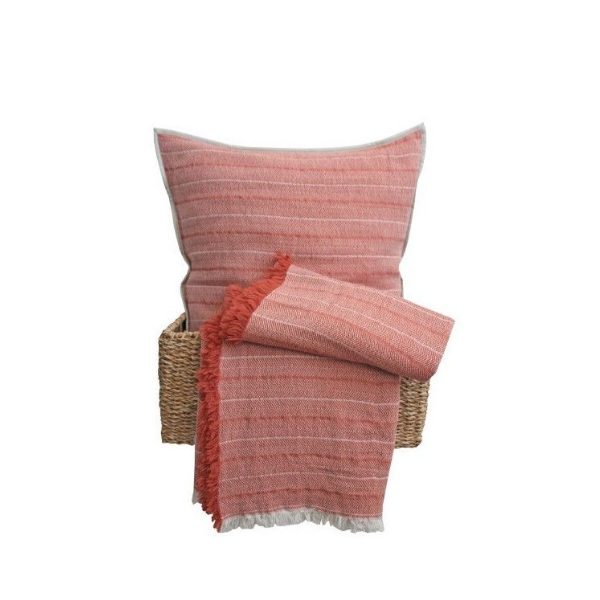 Manta Cabo com Franjas Cor Telha (130 x 170 cm)