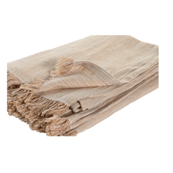 Manta em Algodão Camel com Franjas 150x250 cm