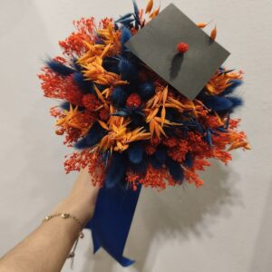 Bouquet Finalistas Flores Preservadas- Azul & Laranja